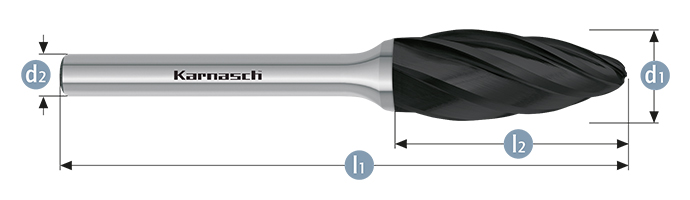 Борфреза язычок пламени, покрытие BLACK-TEC, арт.115075020

